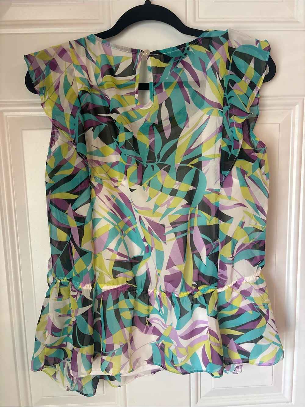ALYX Multicolor Abstract Leaf-Print Ruffle Shell Top - Picture 5 of 5
